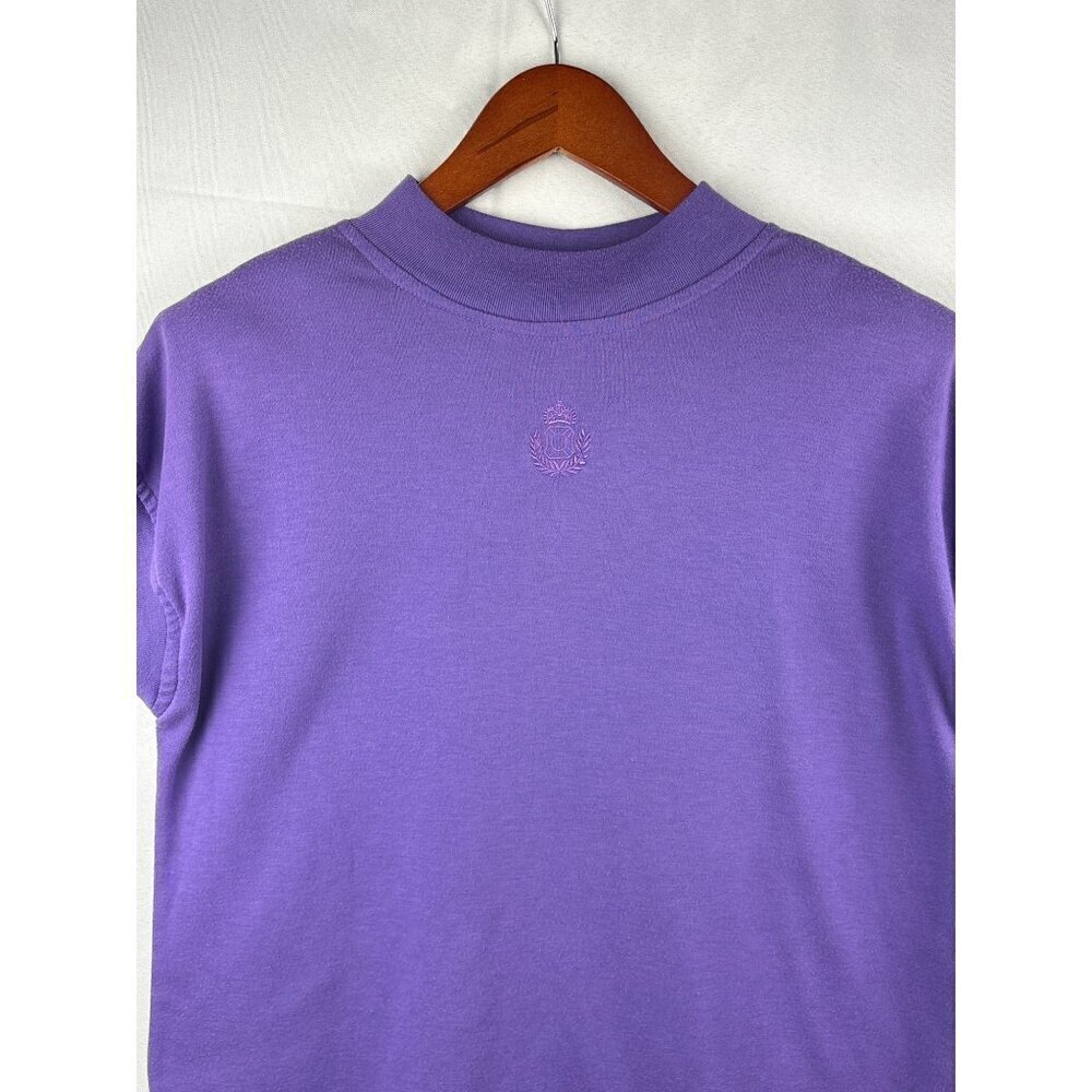 Steppingstones Womens Purple Short-Sleeve Top M 65% Polyester 35% Cotton Crest L